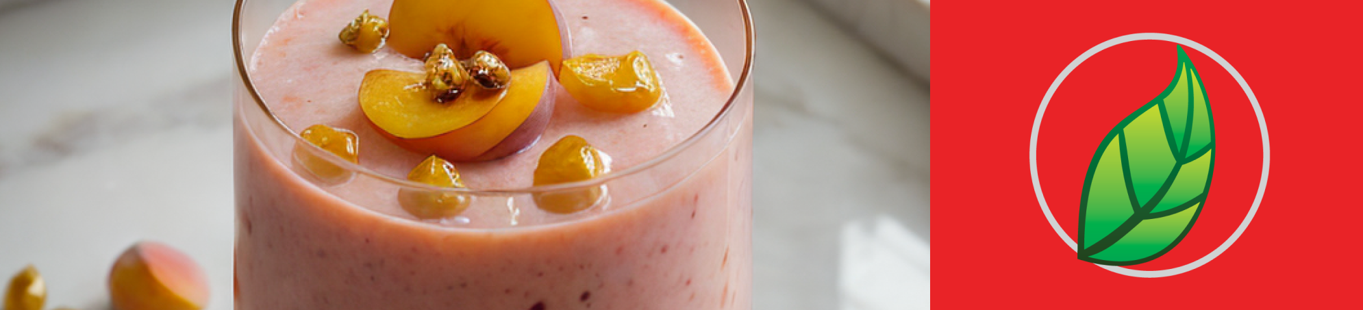 SMOOTHIE DELEITABLE: DURAZNO, FRESA Y UVA PASA DORADA