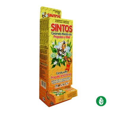 Exhibidor de caramelos para la tos SINTOS con miel de abeja