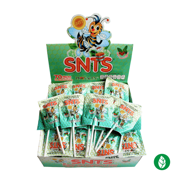 Paleta para la tos con miel de abeja sabor menta cereza SNTS