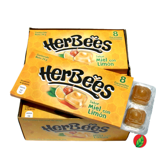 HERBEES | Caramelos sabor Miel con Limón (Exhibidor con 10 paquetes) - 1